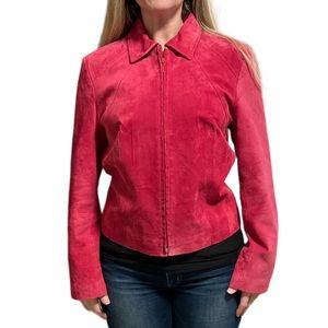 Yvonne & Marie Hot Pink Leather Suede Zip Up Woman’s Jacket